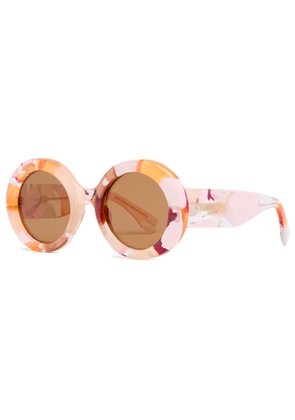 Gucci Eyewear Oversized Round-frame Designer Sunglasses Tortoiseshell - Pink - One Size