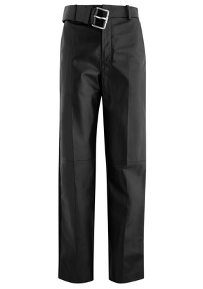 Loewe Womens Belted Black Leather Trousers UK8/S, Straight Leg - 36 (UK8 / S)