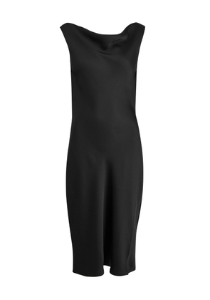 Norma Kamali Draped Satin Midi Dress - Black - L (UK14 / L)