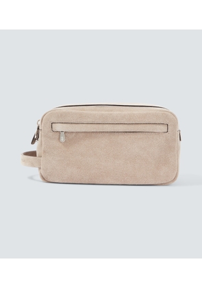 Brunello Cucinelli Suede toiletry bag