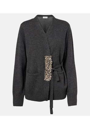 Dries Van Noten Embellished cashmere wrap cardigan