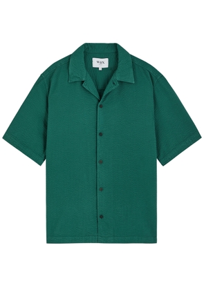 Wax London Keats Seersucker Shirt - Dark Green - M