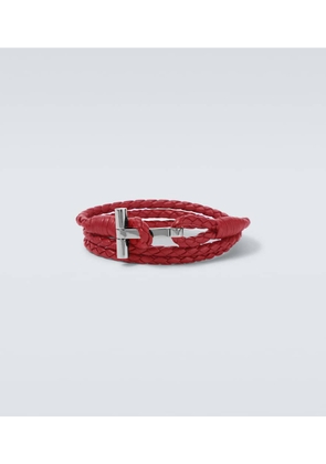 Tom Ford T braided leather bracelet