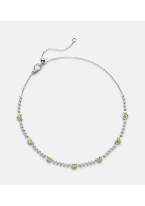 Kamyen Twin Heart 18kt white gold and enamel choker with diamonds