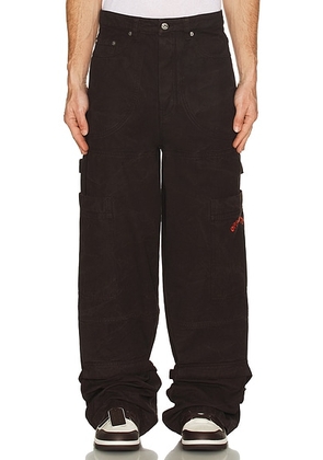 OFF-WHITE Overdyed Carpenter Pant in Chocolate & Red - Chocolate. Size 46 (also in ).