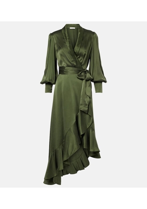 Zimmermann Asymmetric silk satin wrap dress