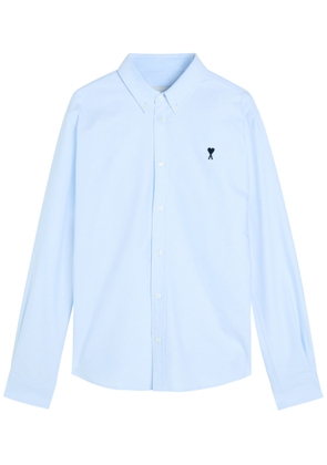 Ami Paris Logo-embroidered Cotton Shirt - Light Blue - 39 (C15.5 / M)
