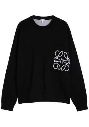 Loewe Logo-intarsia Cotton-blend Knit Sweatshirt - Black And White - XL