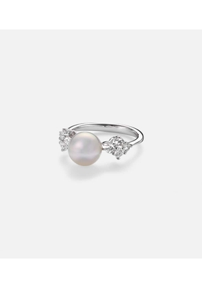 Mikimoto 18kt white gold ring with pearl and diamonds