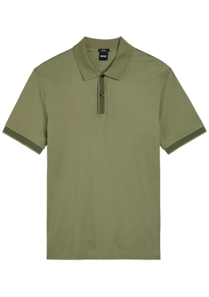 Boss Logo Jersey Polo Shirt - Khaki - L