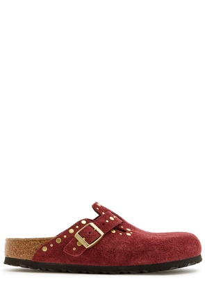 Birkenstock Boston Rivet Suede Clogs - Burgundy - 38 (IT38/ UK5)