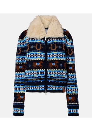 Stella McCartney Intarsia virgin wool zip-up cardigan