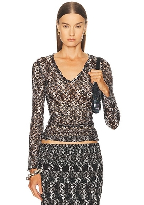 Missoni V Neck Sweater in Dark Brown & Black - Black. Size 40 (also in ).