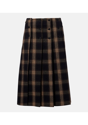 The Attico Plaid pleated cotton midi skirt