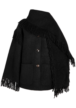 Toteme Fringed Scarf-effect Wool-blend Jacket - Black - 34 (UK6 / XS)