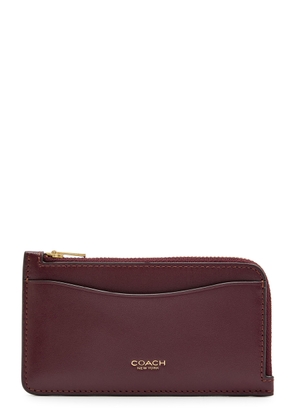 Coach New York Colour-block Leather Cardholder - Burgundy - One Size