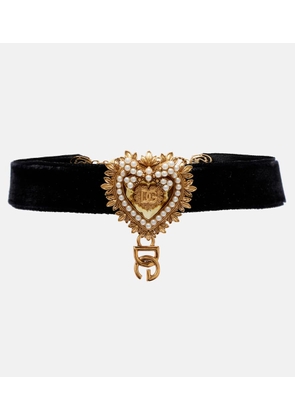Dolce&Gabbana Devotion embellished velvet choker