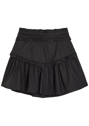 Sister Jane Birdie Ruffled Poplin Mini Skirt - Black - 8 (UK8 / S)