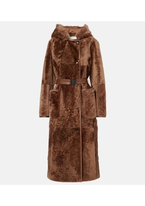 Bogner Belted hooded shearling coat