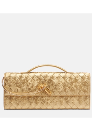 Bottega Veneta Andiamo Intrecciato metallic leather clutch