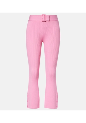 Courreges Belted ribbed-knit capri pants