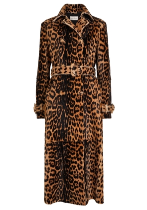 Nour Hammour Tate Leopard-print Pony Hair Trench Coat - 42 (UK14 / L)