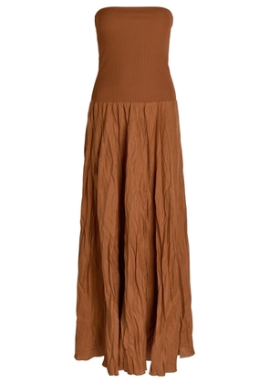 Johanna Ortiz Empowerment Movement Crinkled Linen-blend Midi Dress - Brown - 8 (UK12 / M)