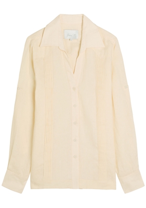 Johanna Ortiz Manly Guayabera Pleated Linen Shirt - Ecru - 8 (UK12 / M)