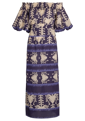 Johanna Ortiz Harbour Hues Patterned Cotton-poplin Midi Dress - Beige - M (UK12 / M)