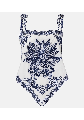 Farm Rio Floral embroidered cotton blouse