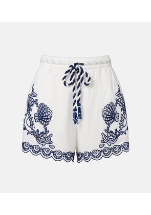 Farm Rio Floral embroidered cotton shorts
