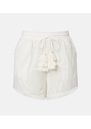 Farm Rio Embroidered cotton shorts