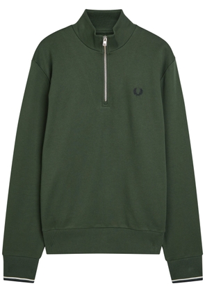 Fred Perry Half-zip Logo-embroidered Cotton Sweatshirt - Dark Green - Xxl