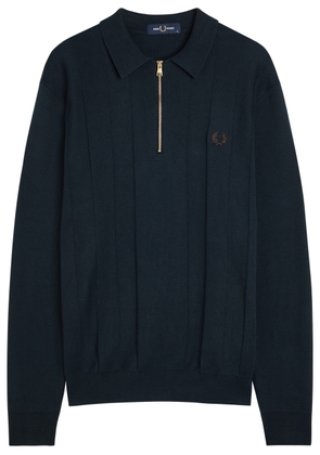 Fred Perry Logo-embroidered Fine-knit Cotton Jumper - Navy - S