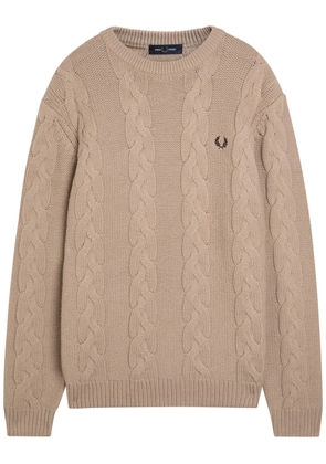 Fred Perry Logo Cable-knit Wool-blend Jumper - Cream - XL