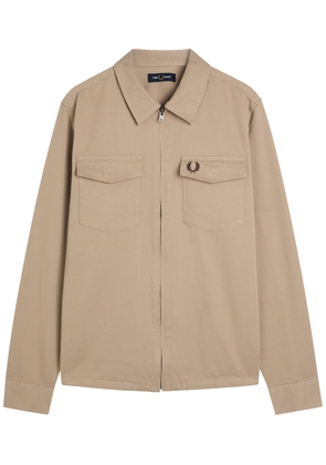 Fred Perry Logo-embroidered Cotton-twill Overshirt - Cream - XL