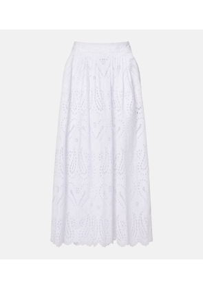 Etro Broderie anglaise cotton-blend midi skirt