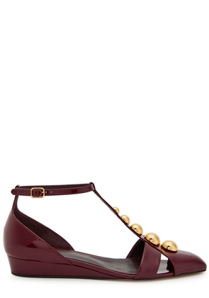 Chloe Cleia Stud-embellished Patent Leather Sandals - Burgundy - 41 (IT41 / UK8)