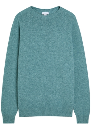 Sunspel Melangé Wool Jumper - Light Blue - XL