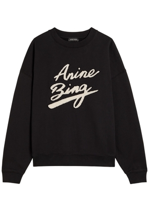 Anine Bing Miles Logo-appliquéd Cotton Sweatshirt - Black - XS (UK6 / XS)
