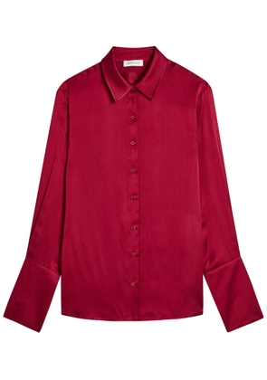 Anine Bing Amanda Silk-blend Shirt - Burgundy - S (UK8-10 / S)
