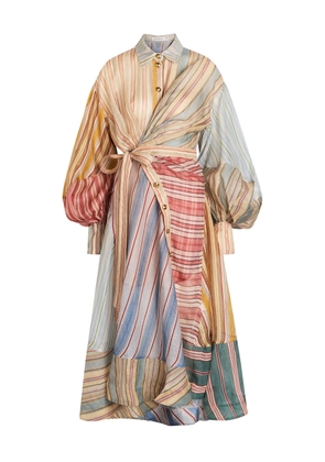 Zimmermann Rebellion Striped Linen and Silk-blend Midi Shirt Dress - Multicoloured 1 - 2 (UK 12 / M)