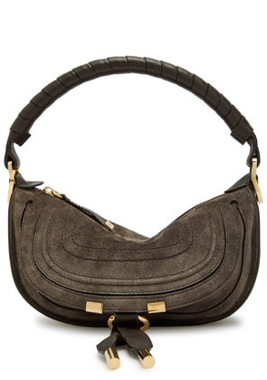 Chloe Marcie Small Suede Shoulder bag - Dark Brown - One Size