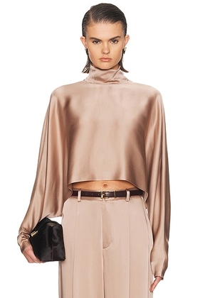 Lapointe Satin Caftan Top in Oat - Mauve. Size M (also in S).