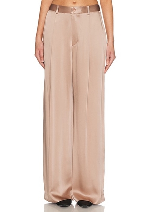 Lapointe Satin Relaxed Pleat Pant in Oat - Mauve. Size 0 (also in 2, 4, 6).