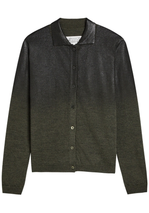 Maison Margiela Coated Wool-blend Cardigan - Dark Green - XS (UK6 / XS)
