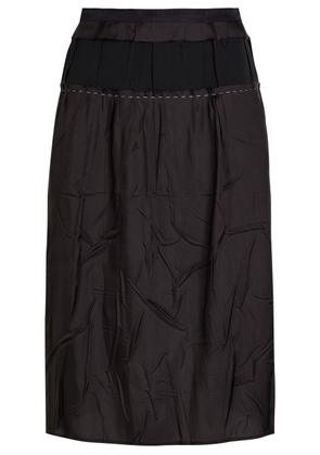 Maison Margiela Layered Satin Midi Skirt - Black - 40 (UK8 / S)