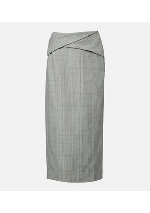 Victoria Beckham Checked virgin wool midi skirt