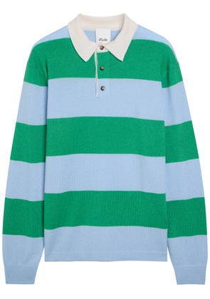 Allude Striped Wool and Cashmere-blend Polo Shirt - Green - XL