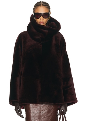 NOUR HAMMOUR Lodge Coat in Cassis - Burgundy. Size M/L (also in ).